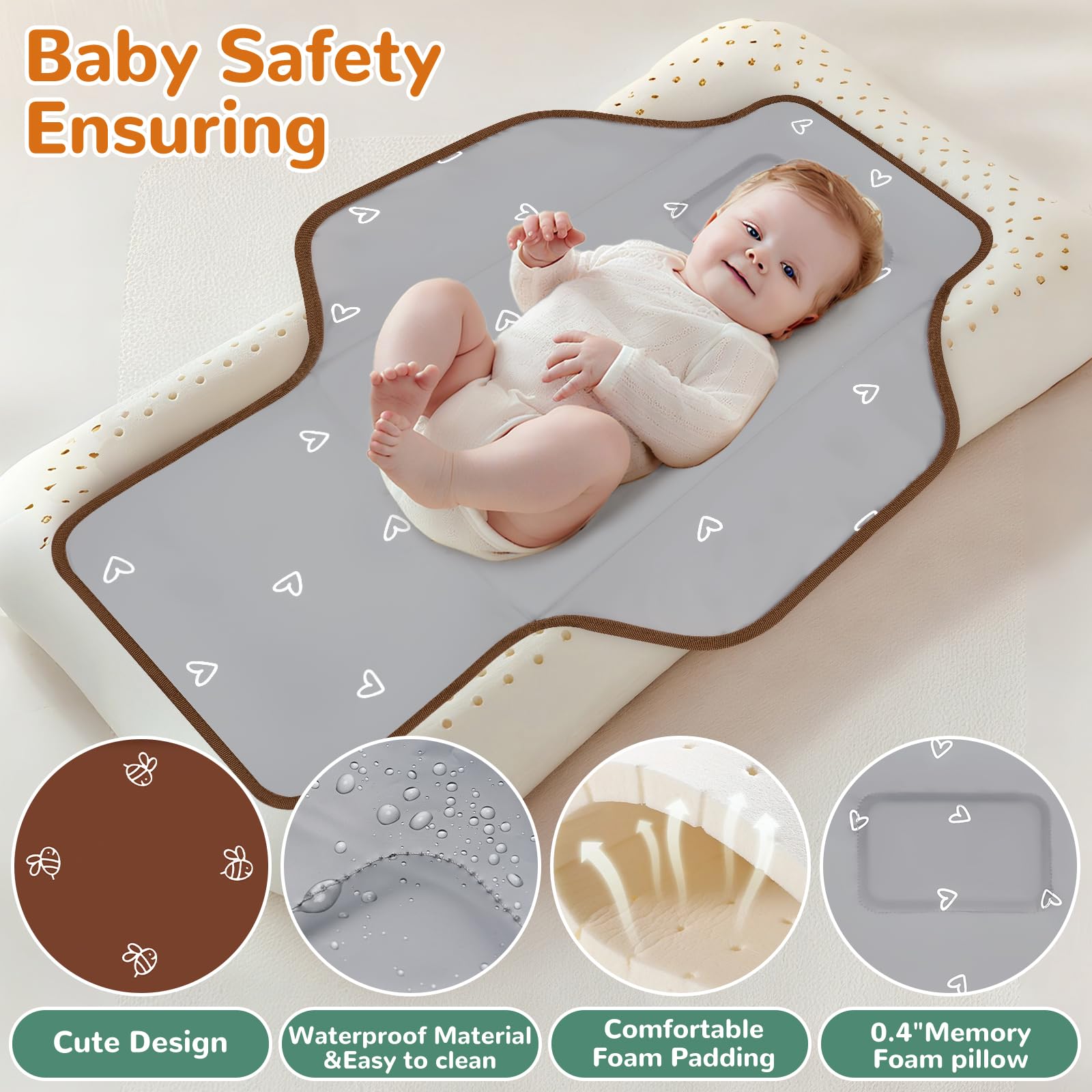 Coinarin changing-pad one-hand fold design enables easy setup while holding baby.