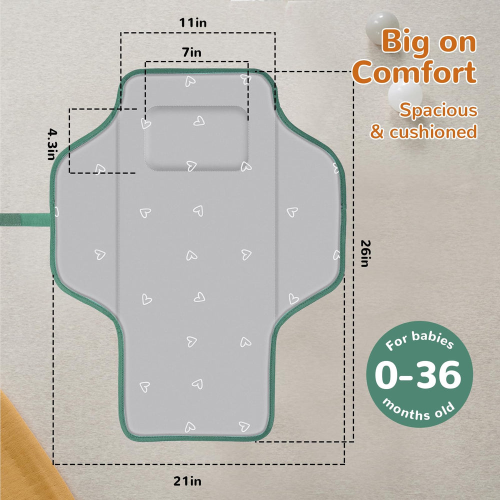 Coinarin waterproof changing mat surface for quick wipe-down on any surface.