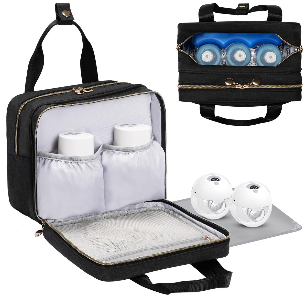 Coinarin wearable breast pump travel bag with insulated compartment keeps milk cold during commutes