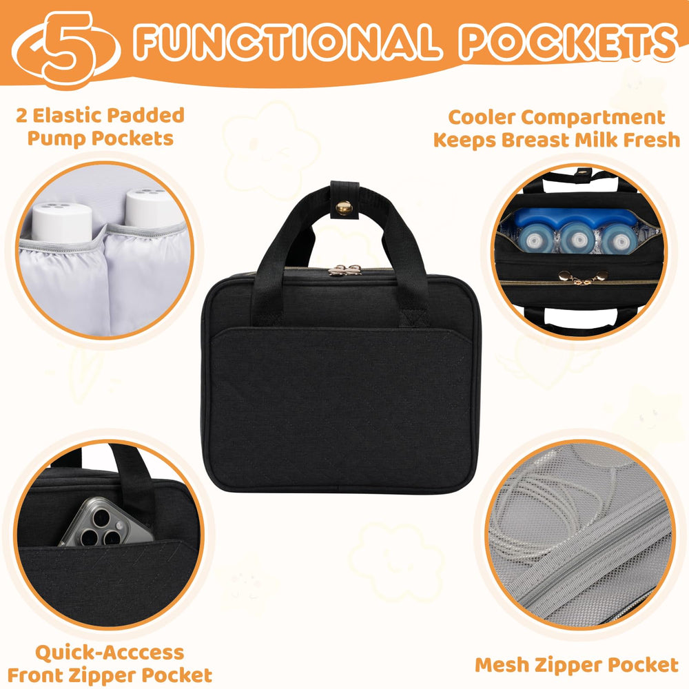 Coinarin bag with dedicated pump pockets organizes two pumps securely for quick transitions
