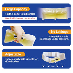 Coinore urine test bag in clear leakproof plastic.