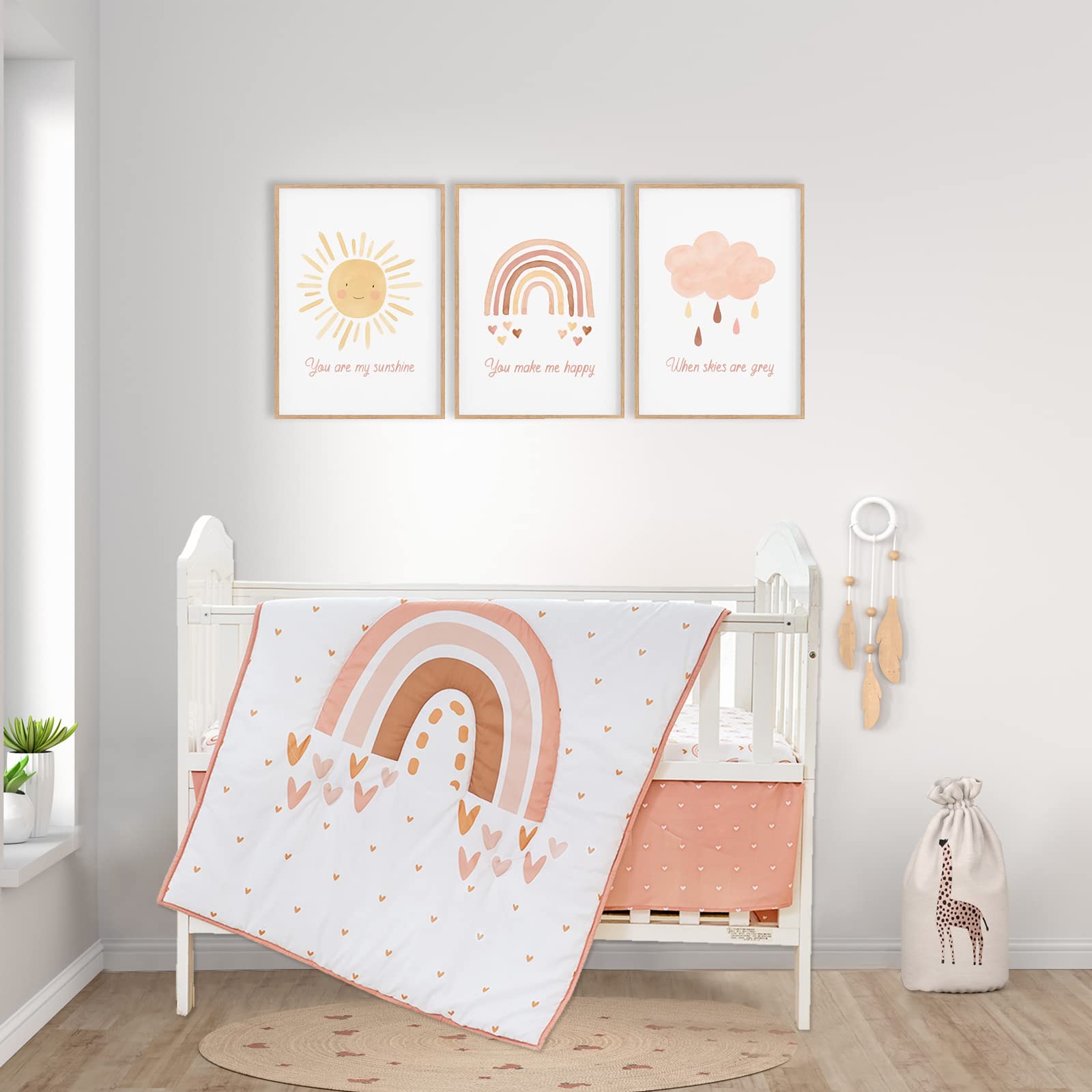 Cokouchyi rainbow crib sheet with all-around elastic for a secure, snug fit.