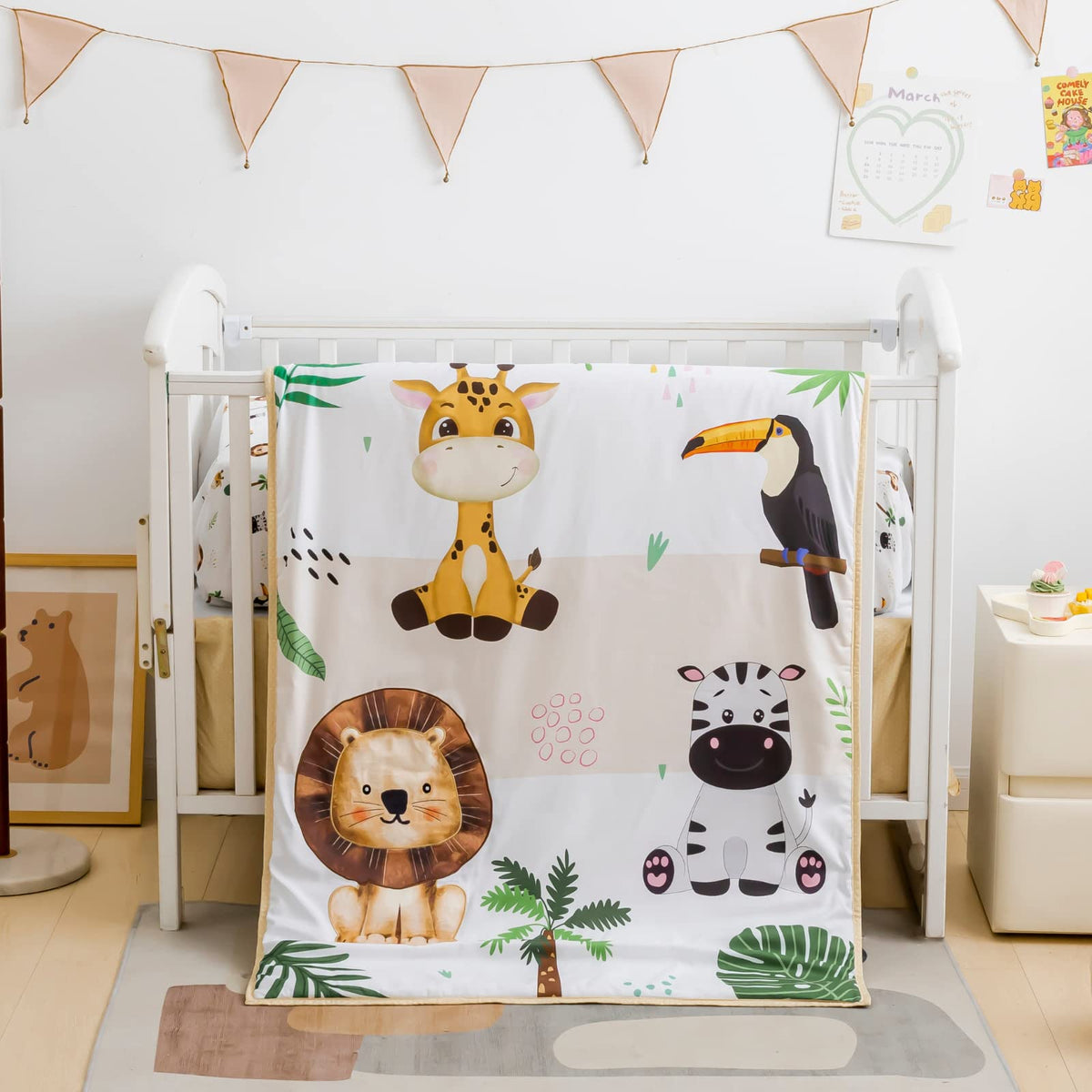Cokouchyi Safari crib sheet with elastic edges for a snug, secure fit