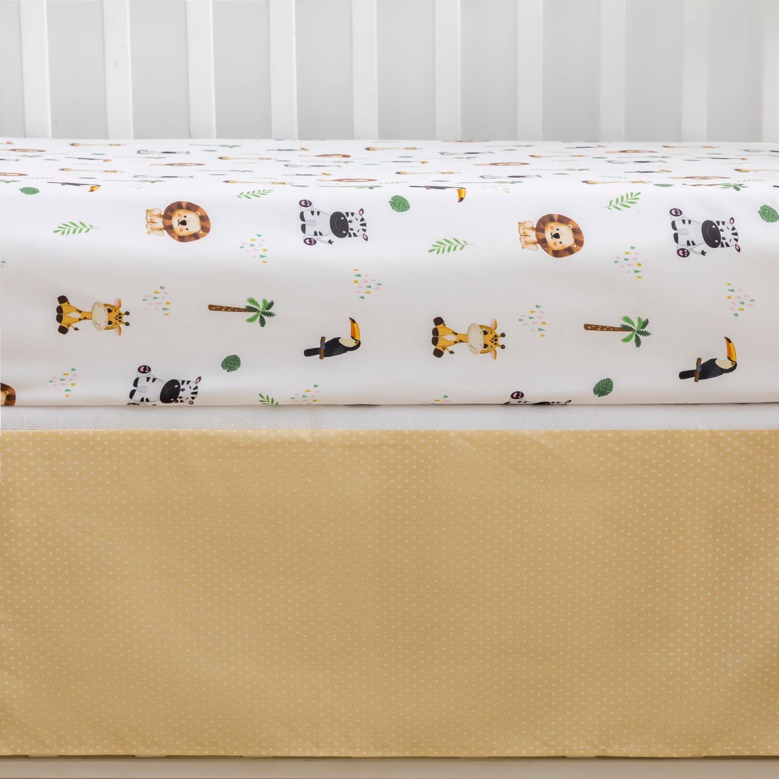 Cokouchyi Safari toucan embroidery detail brightens the crib bedding set