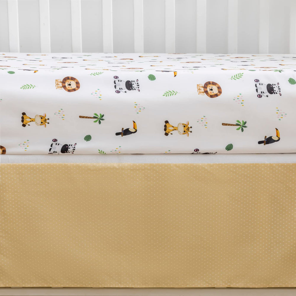 Cokouchyi Safari toucan embroidery detail brightens the crib bedding set