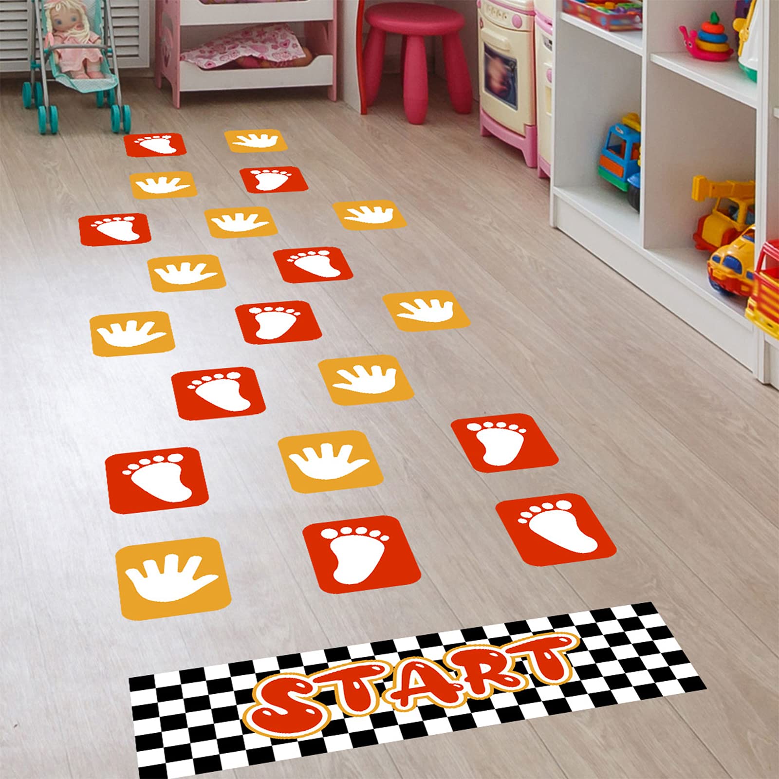 COKOYY footprint and palm lattice floor stickers brighten kids’ floors for playful learning