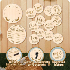 COLAYERIST Hello World sign, newborn announcement prop for timeless portraits
