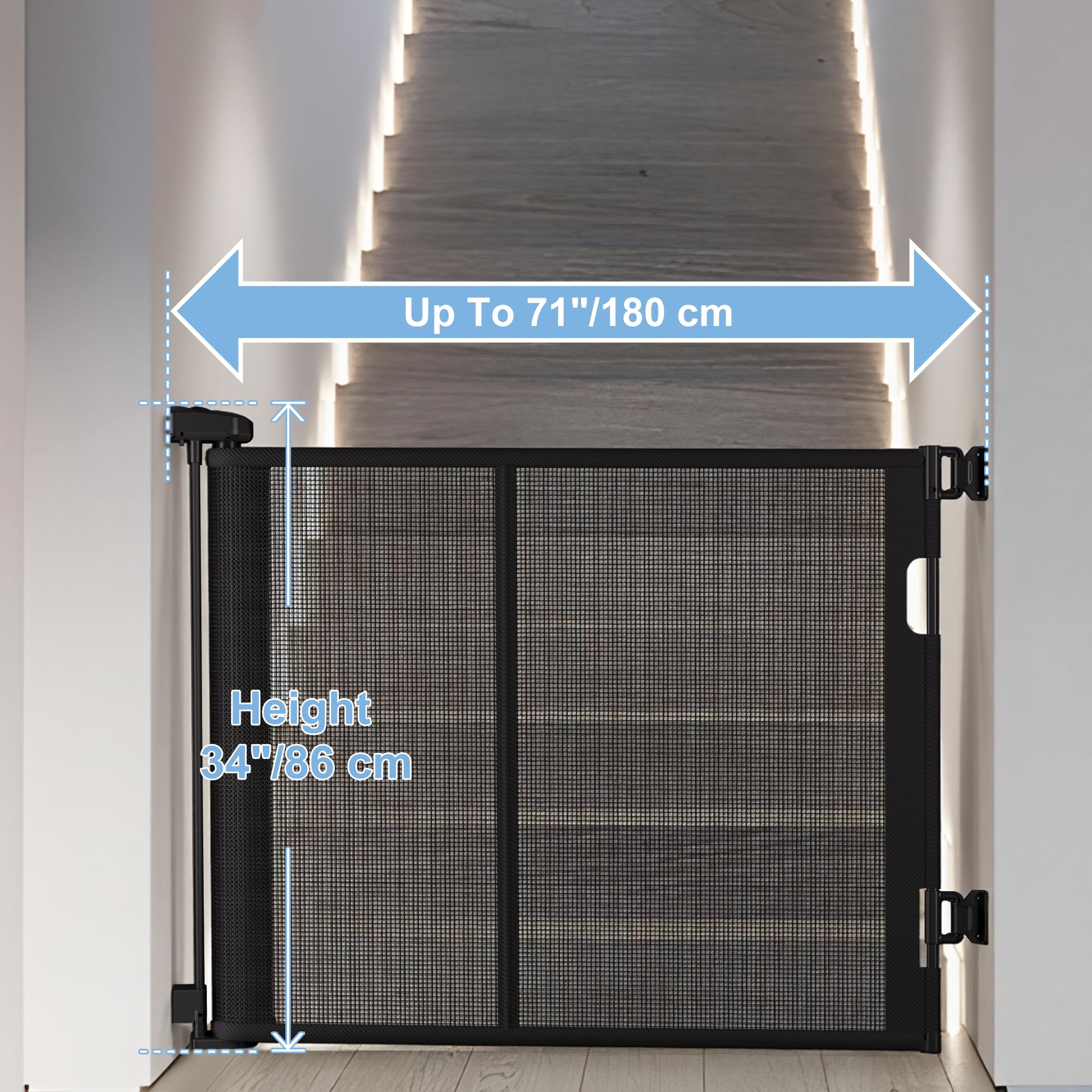 Colbabe 71-inch gate extended for spacious hallways and stairs.