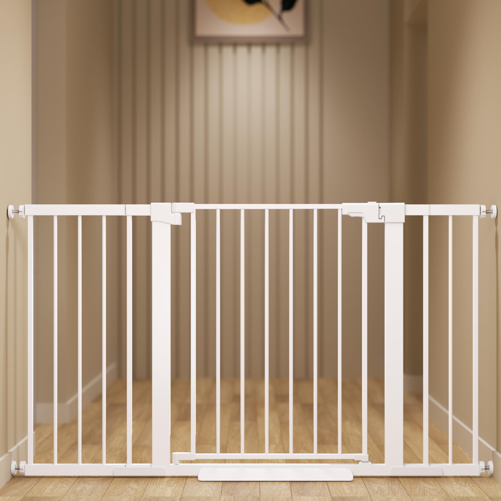 Colbabe wide 29-54 inch gate keeps kids safely contained.