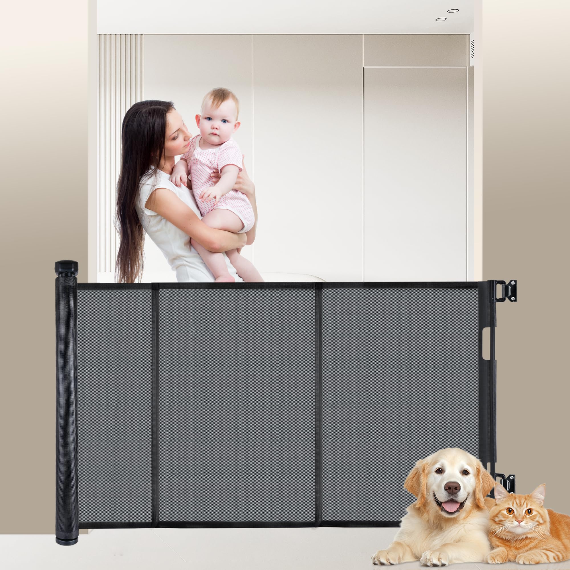 Colbabe pet-and-child barrier protecting wide openings in home