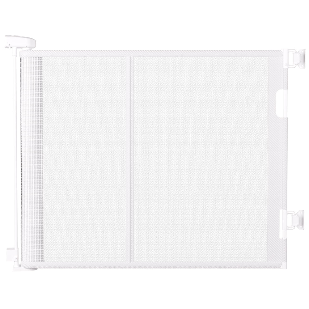 Colbabe retractable gate rolled up to save space in hallways.