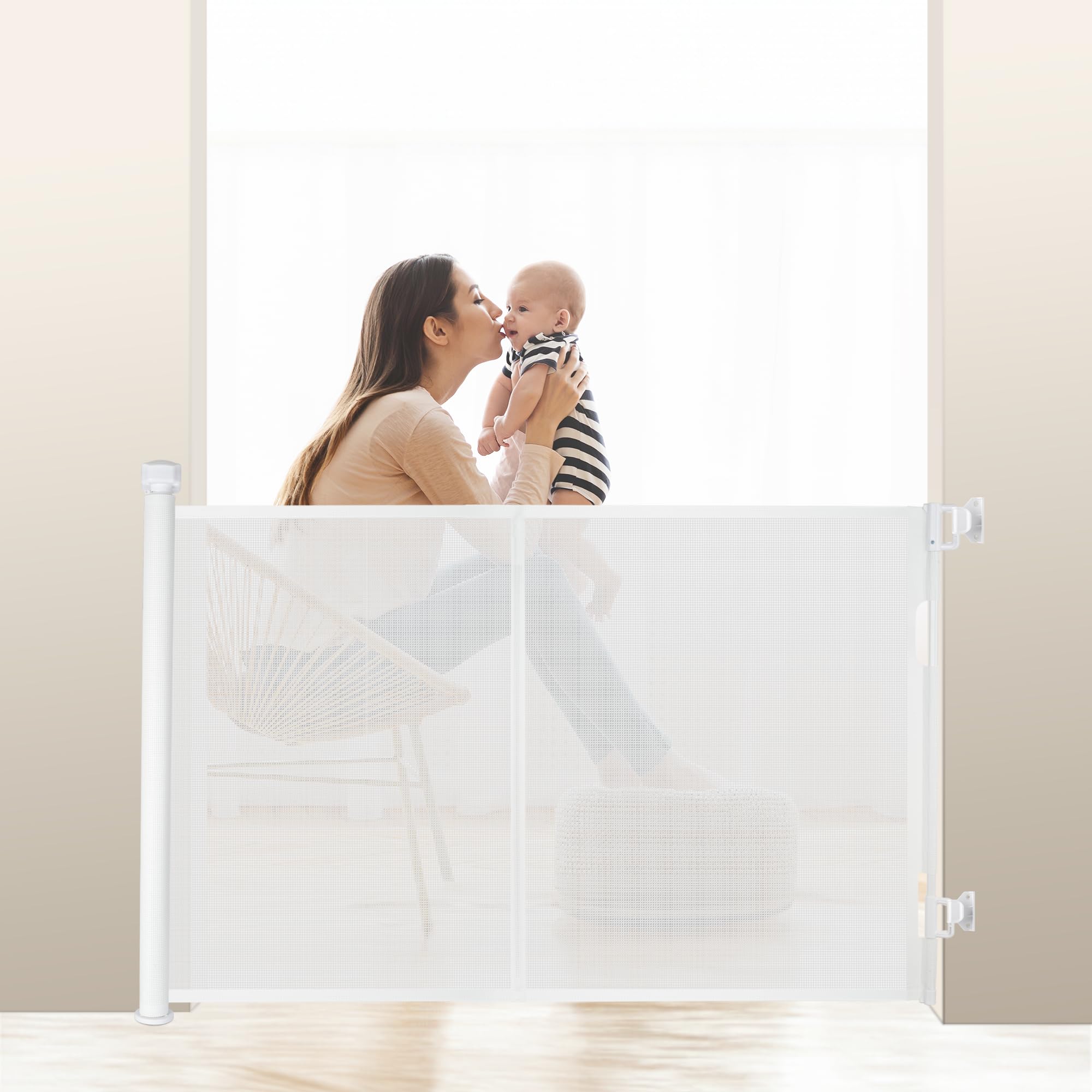 Colbabe gate supports toddlers and small dogs up to 40 lbs