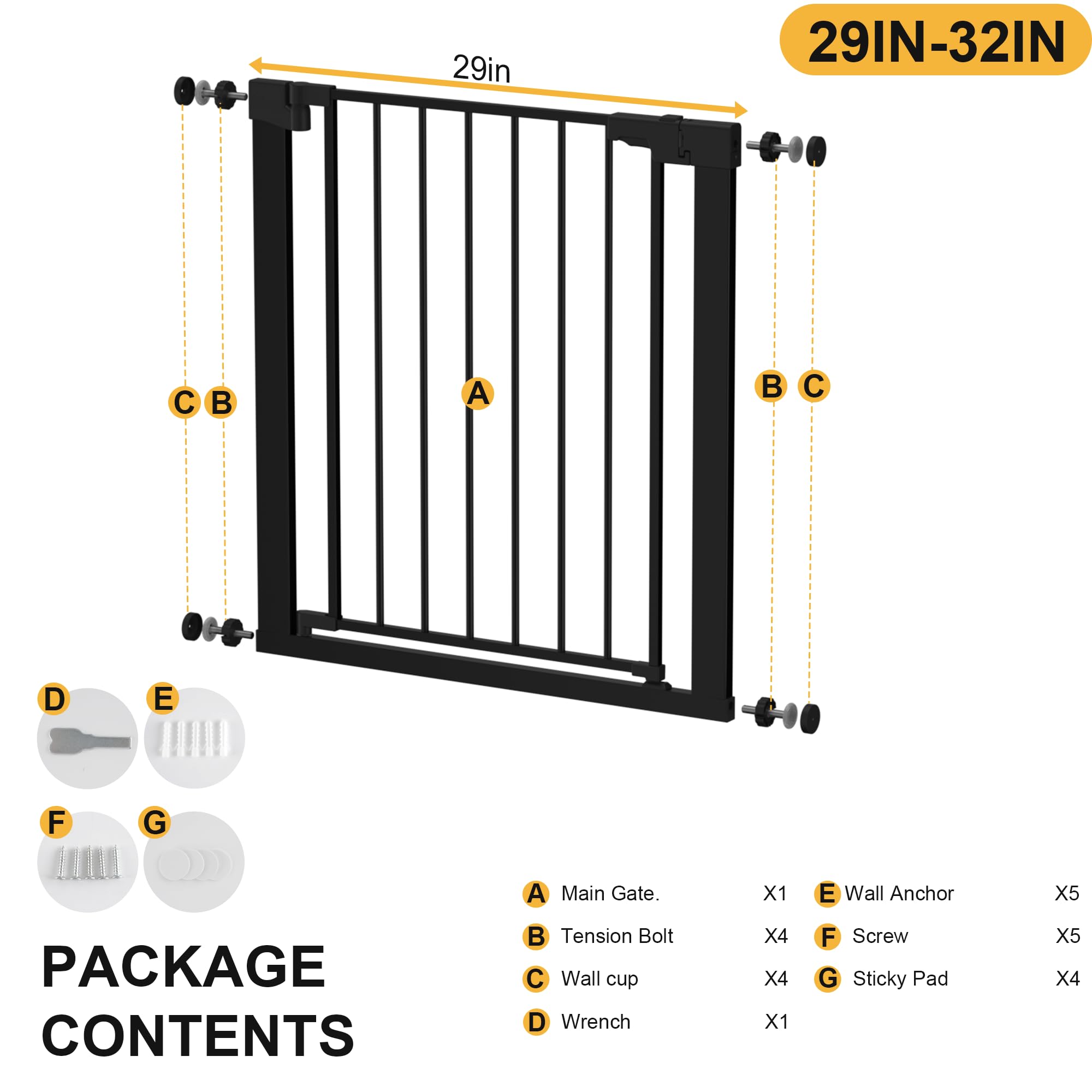 Colbabe top-rail indicator shows when the gate is securely locked.