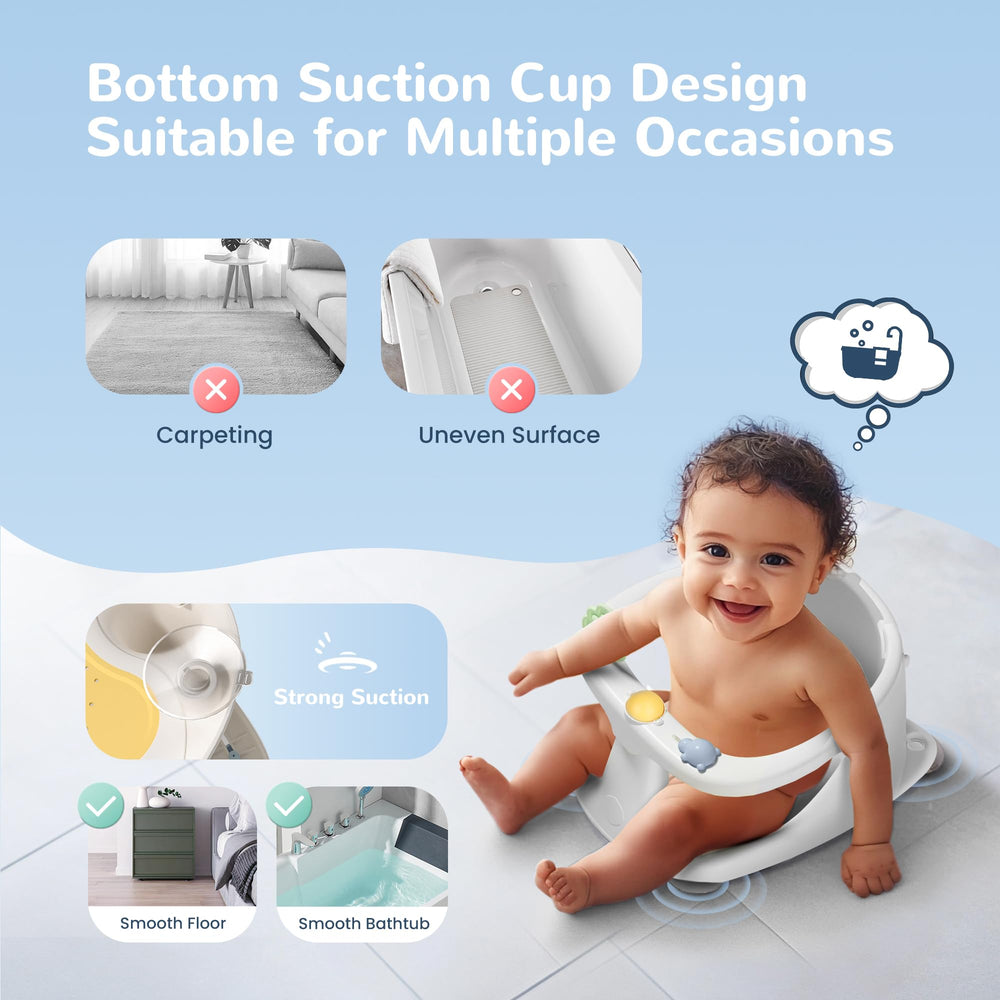 Coldew bath seat with four suction cups for secure adhesion