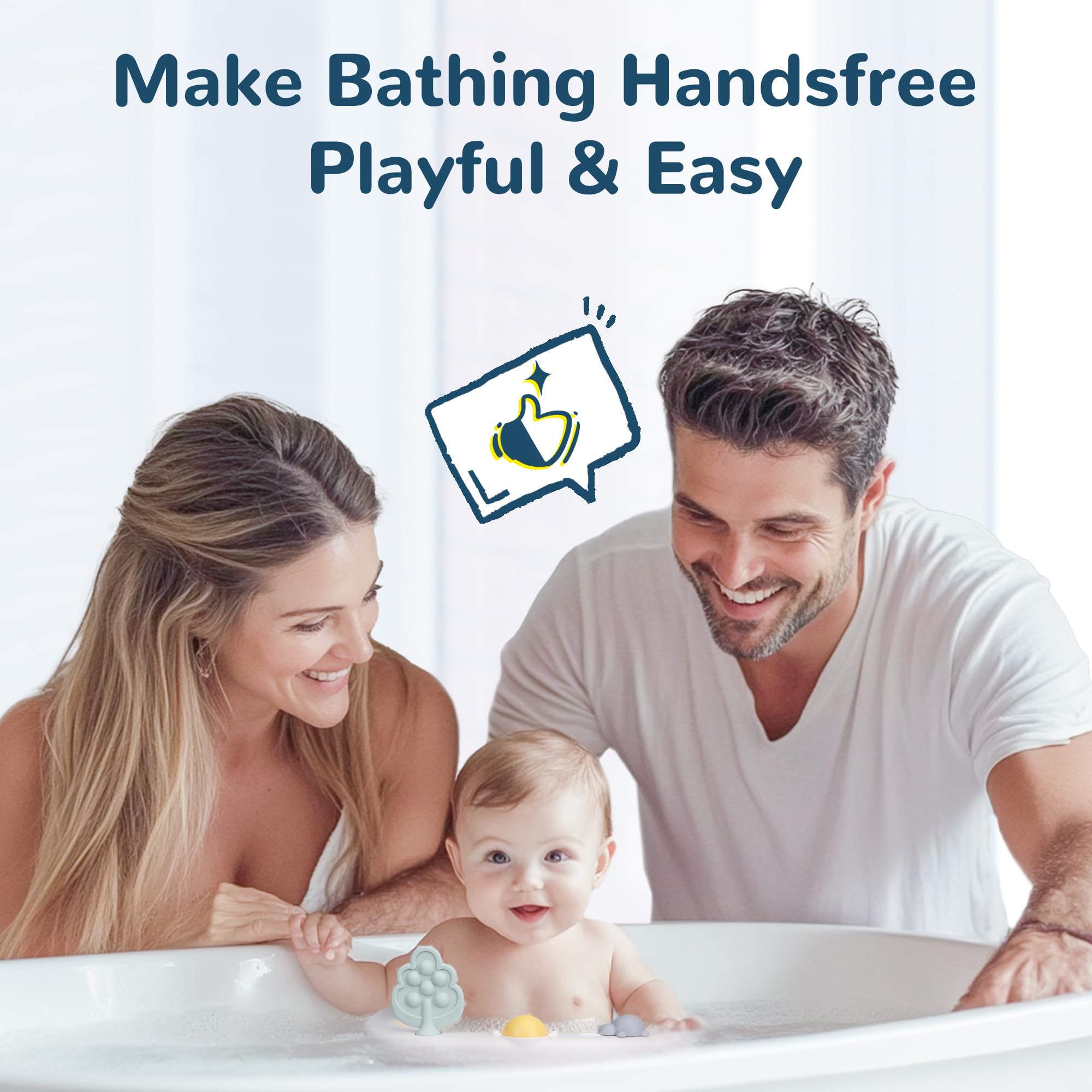 Coldew bath seat with silicone tree, rotating ball, and turtle toys