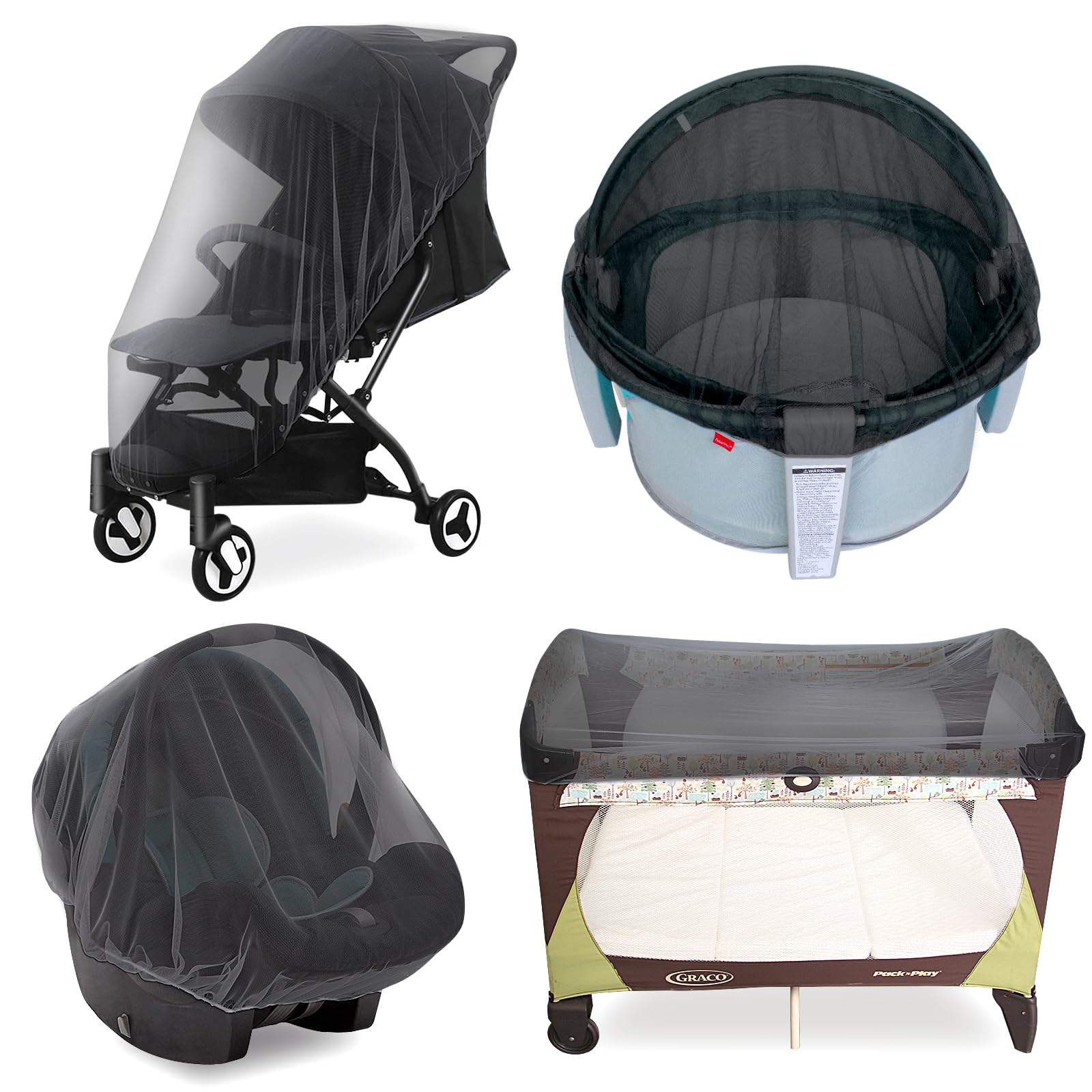 Coldwind baby mosquito net on stroller with breathable honeycomb mesh for comfort