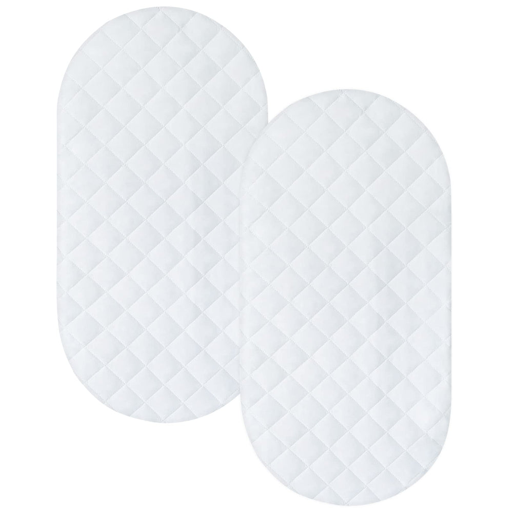 Coldwind bassinet mattress pad cover in oval-hourglass shape protecting the mattress