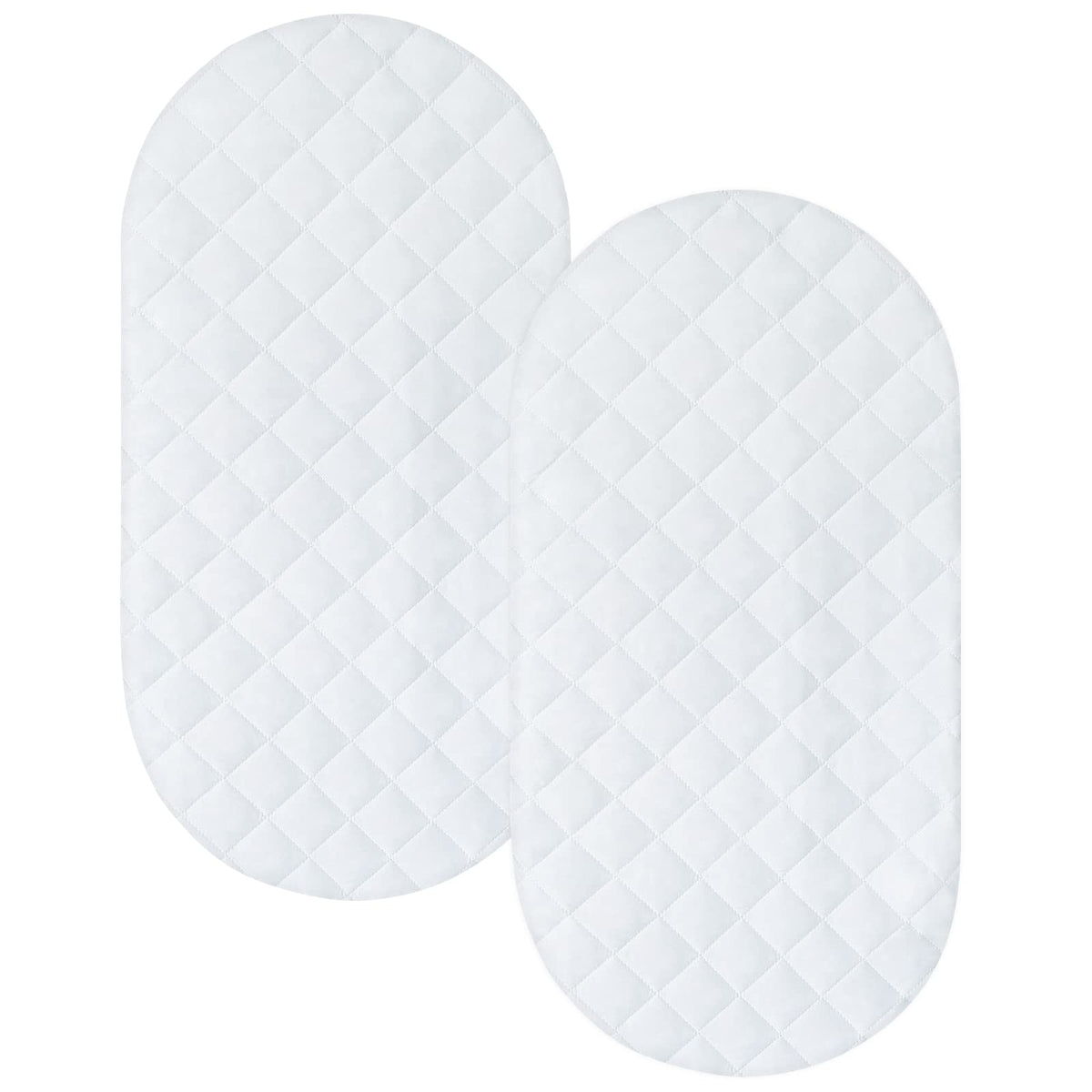 Coldwind bassinet mattress pad cover in oval-hourglass shape protecting the mattress