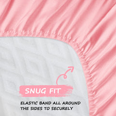 Coldwind satin bassinet sheet pink, elastic corner, snug fit.