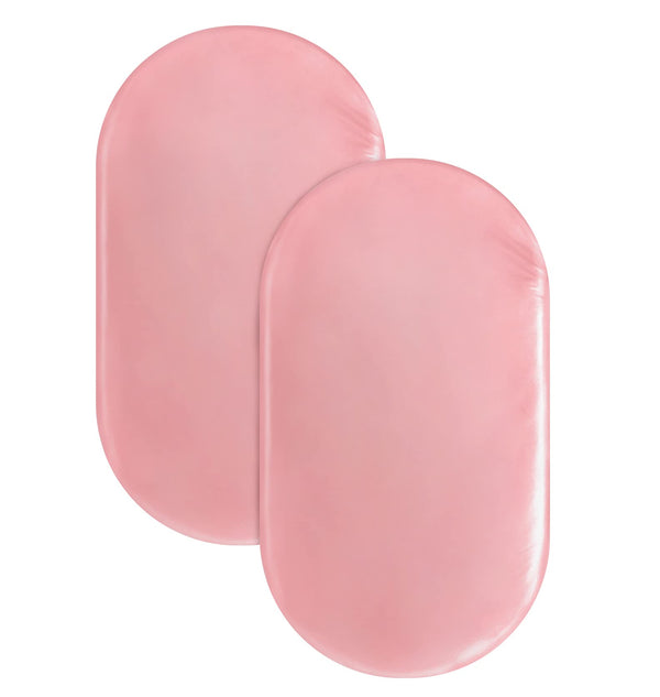 Coldwind satin bassinet sheet pink, flat lay, silky texture for gentle baby touch.
