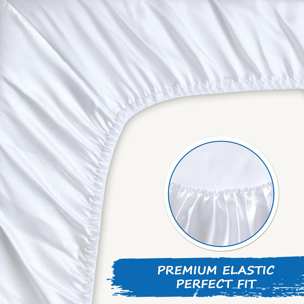 Coldwind satin crib sheet close-up fabric texture for smooth skin contact.