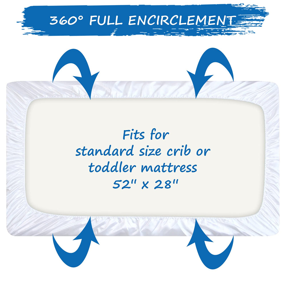 Coldwind satin crib sheet in a cozy nursery scene emphasizes calm sleep ambiance.