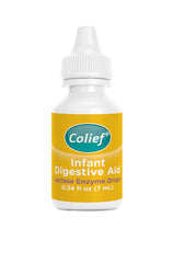 Colief dropper-application demonstrates gentle dosing for baby comfort.