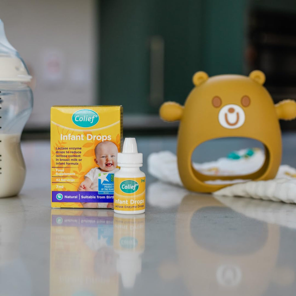 Colief packaging highlights natural, safe infant support.