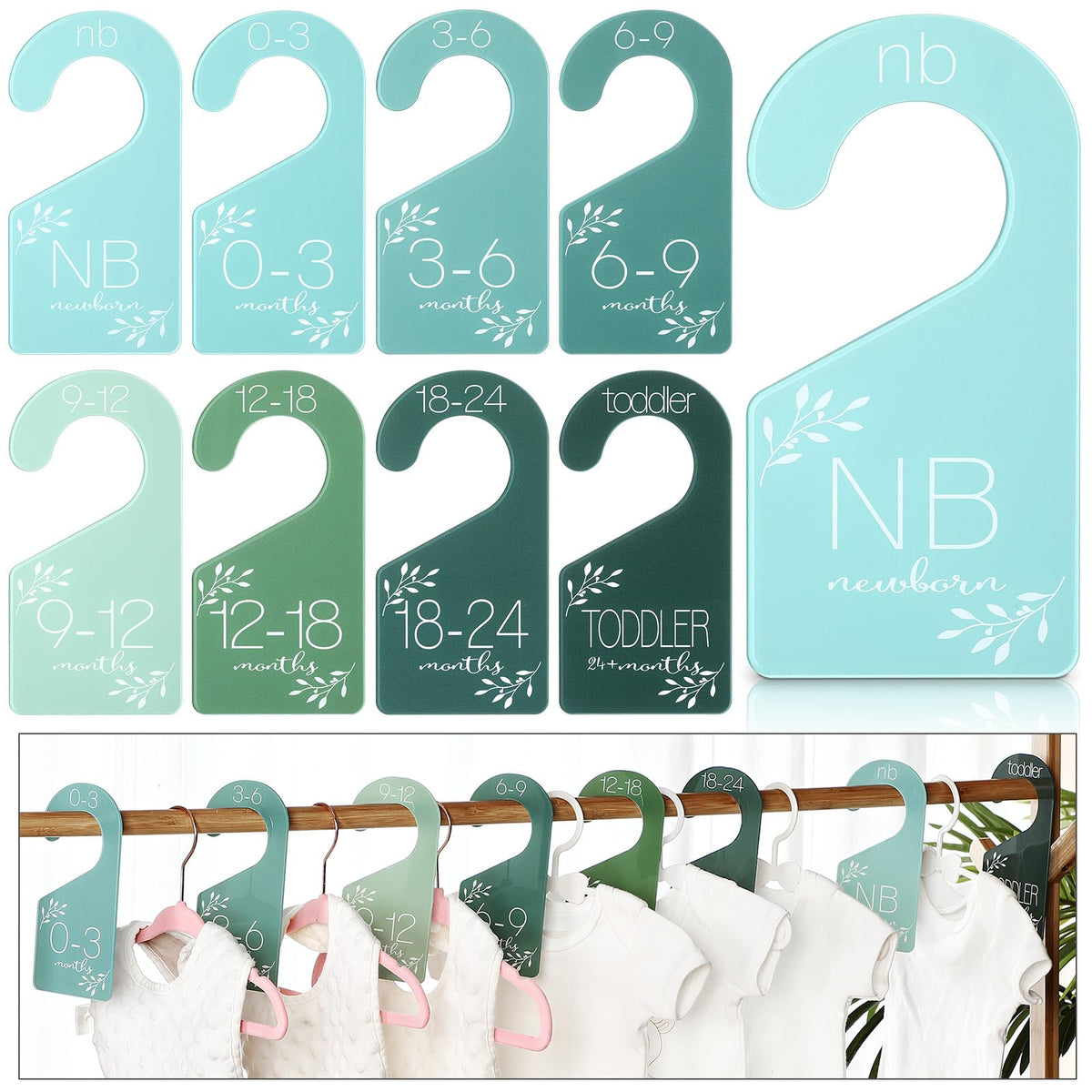 Colingmill baby closet dividers organize eight newborn outfits clearly.
