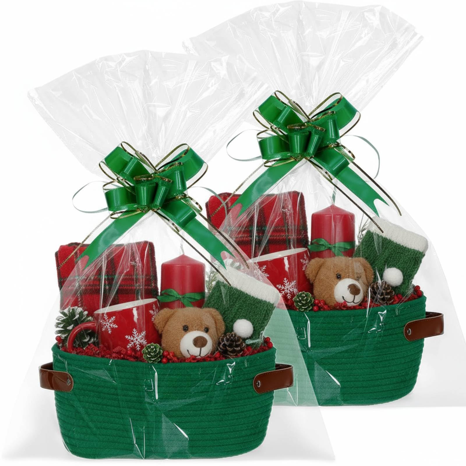 Colingmill Christmas basket with handle and bow, ideal for gift presentation.