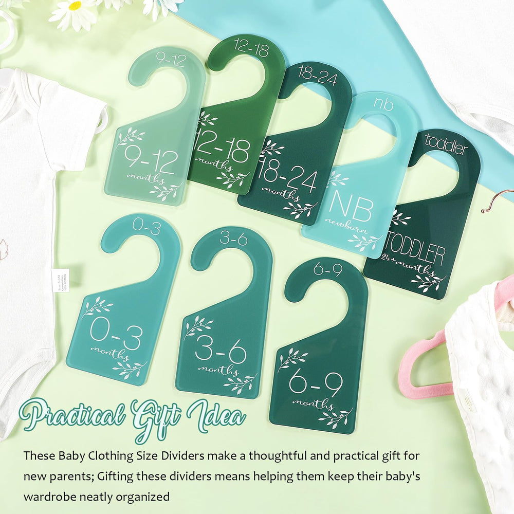 Soft green Colingmill design complements nursery decor while sorting clothes.