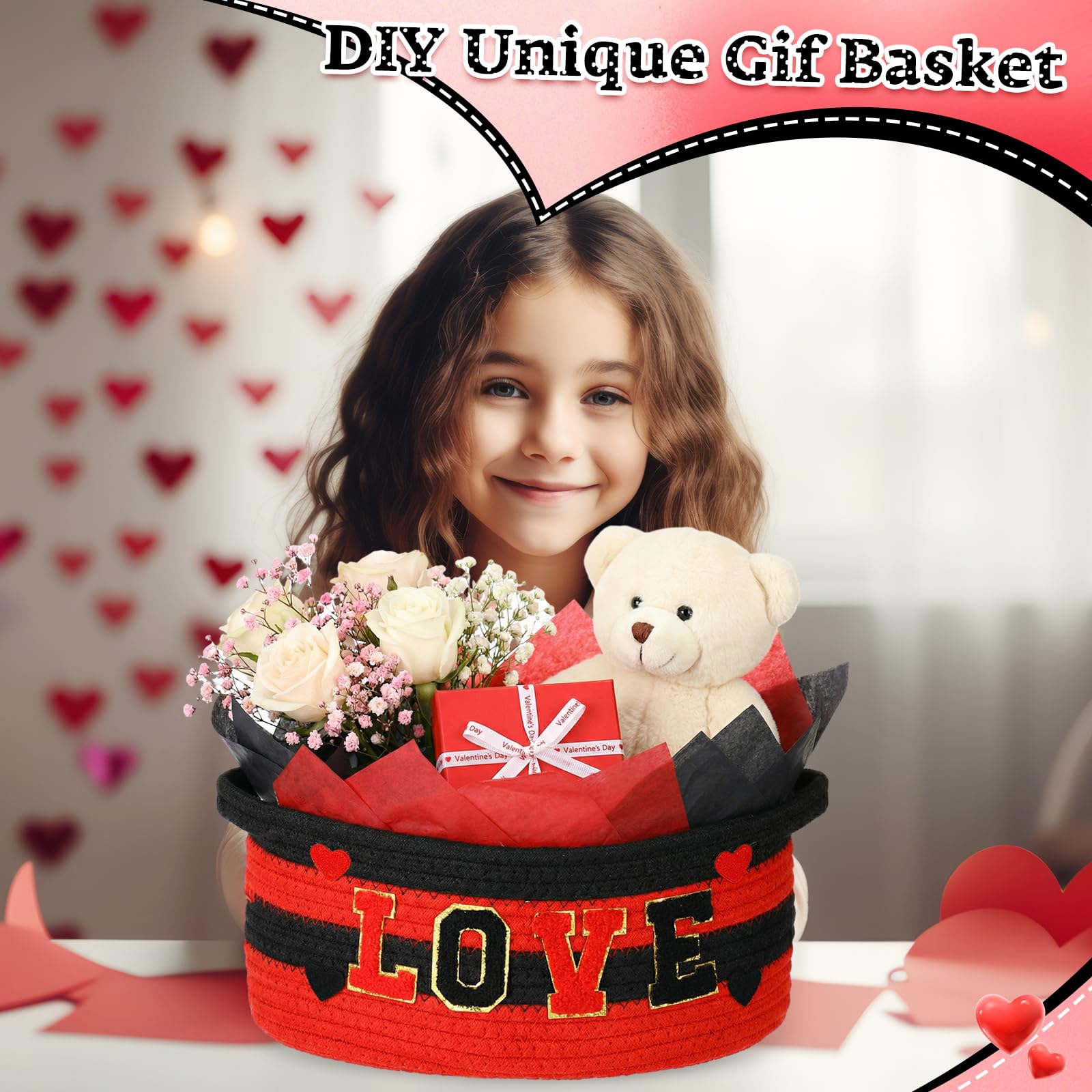 Colingmill Valentine basket highlights cotton weave for durability.
