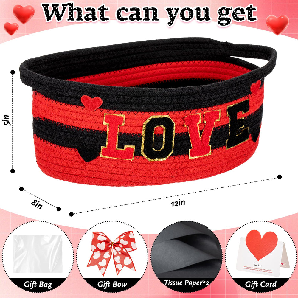 Colingmill Valentine basket with love patch, elevating present presentation.