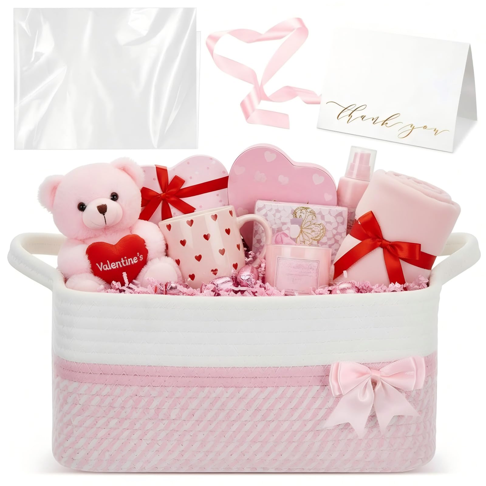 Colingmill Valentine basket 14x10x6 pink shows sturdy woven construction for premium gift presentation.