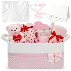 Colingmill Valentine basket 14x10x6 pink shows sturdy woven construction for premium gift presentation.