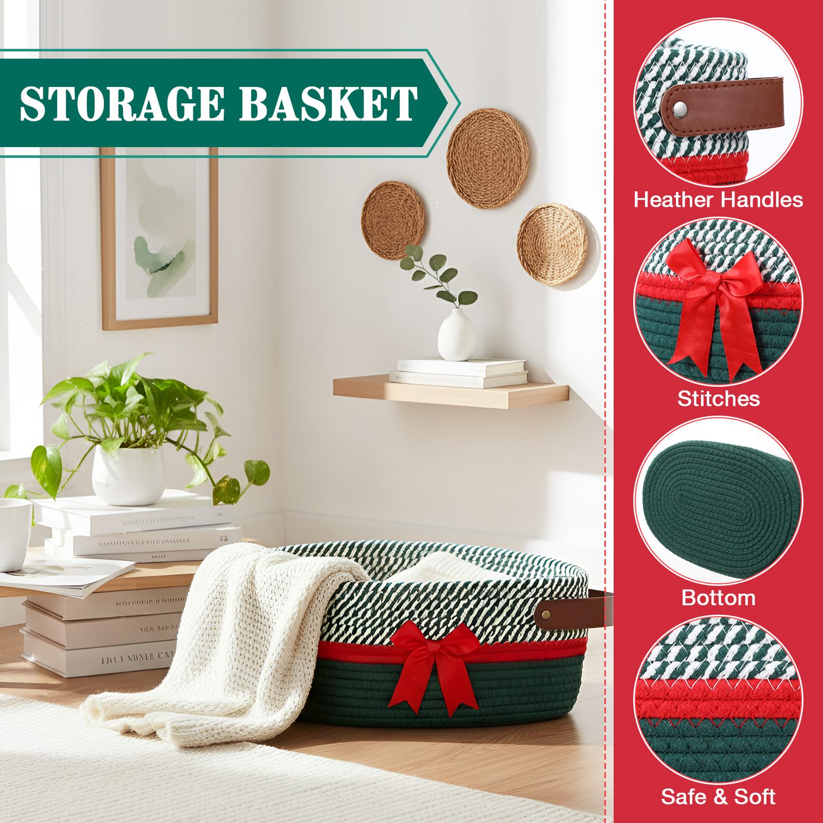 Colingmill Valentine basket cotton rope weave, durable yet soft texture