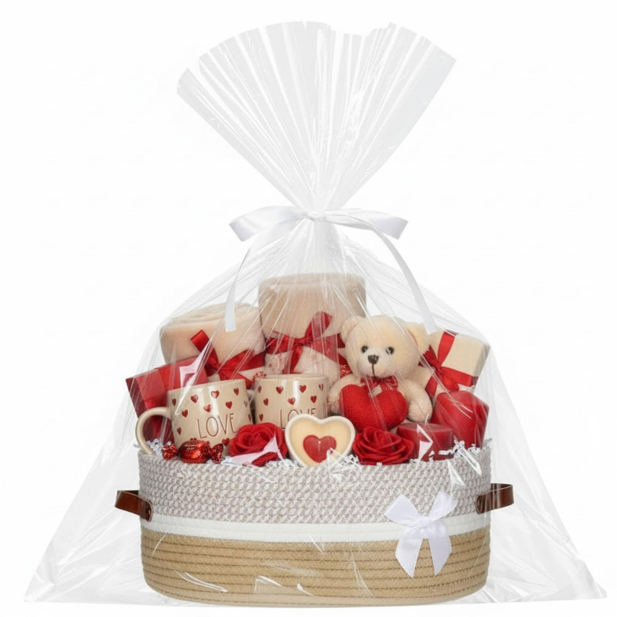 Colingmill valentines basket empty 14x10x5 inches, ideal for customized gift sets.