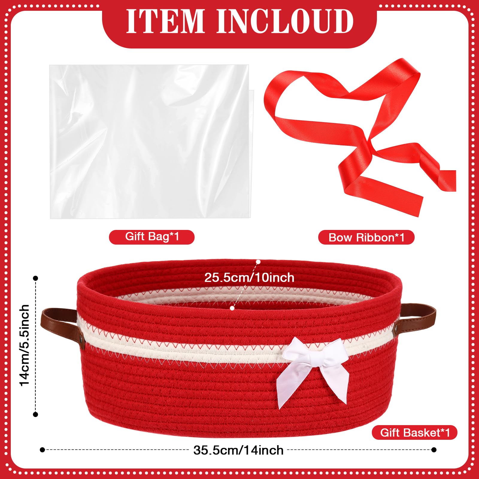 Colingmill gift basket with handles in red, easy to carry for gifting.