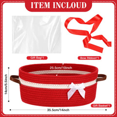 Colingmill gift basket with handles in red, easy to carry for gifting.
