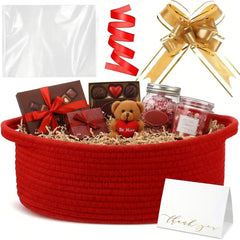 Colingmill Valentine's Day woven gift basket kit displayed for gifting elegance and convenience.