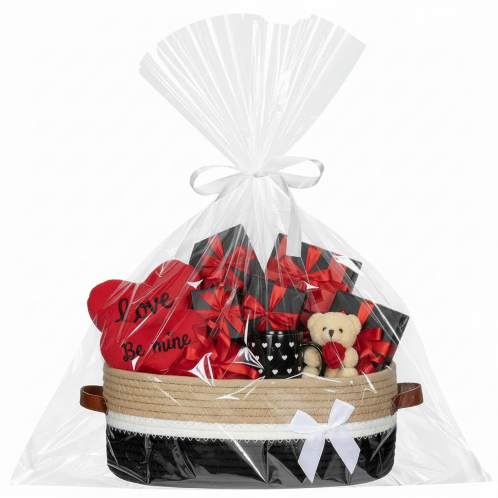 Colingmill Valentine's gift basket with large black handles for elegant gifting