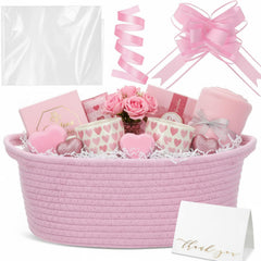 Colingmill Valentine's Day woven basket empty for customizable gift setup.