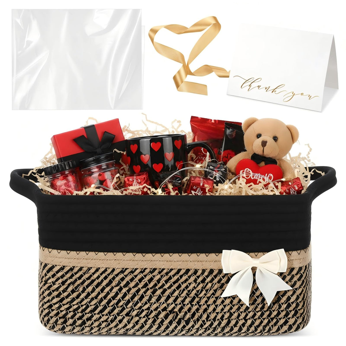 Colingmill black woven gift basket with handles for easy gifting