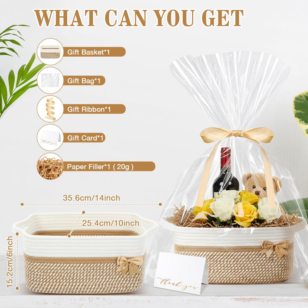Colingmill white-brown striped woven basket with sturdy handles for easy transport.
