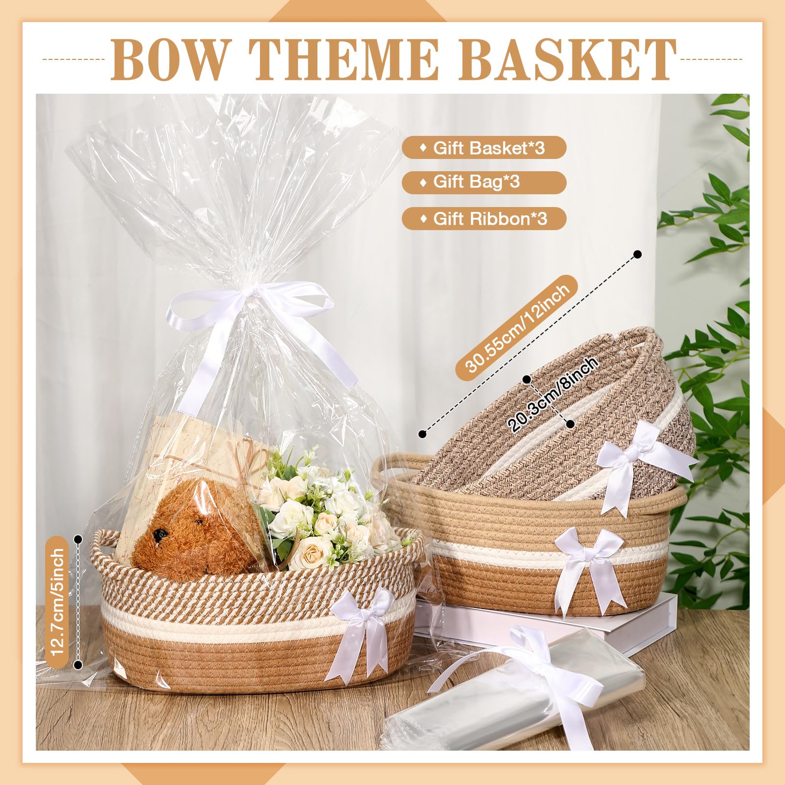 Colingmill brown woven basket with handles, easy to carry gifts