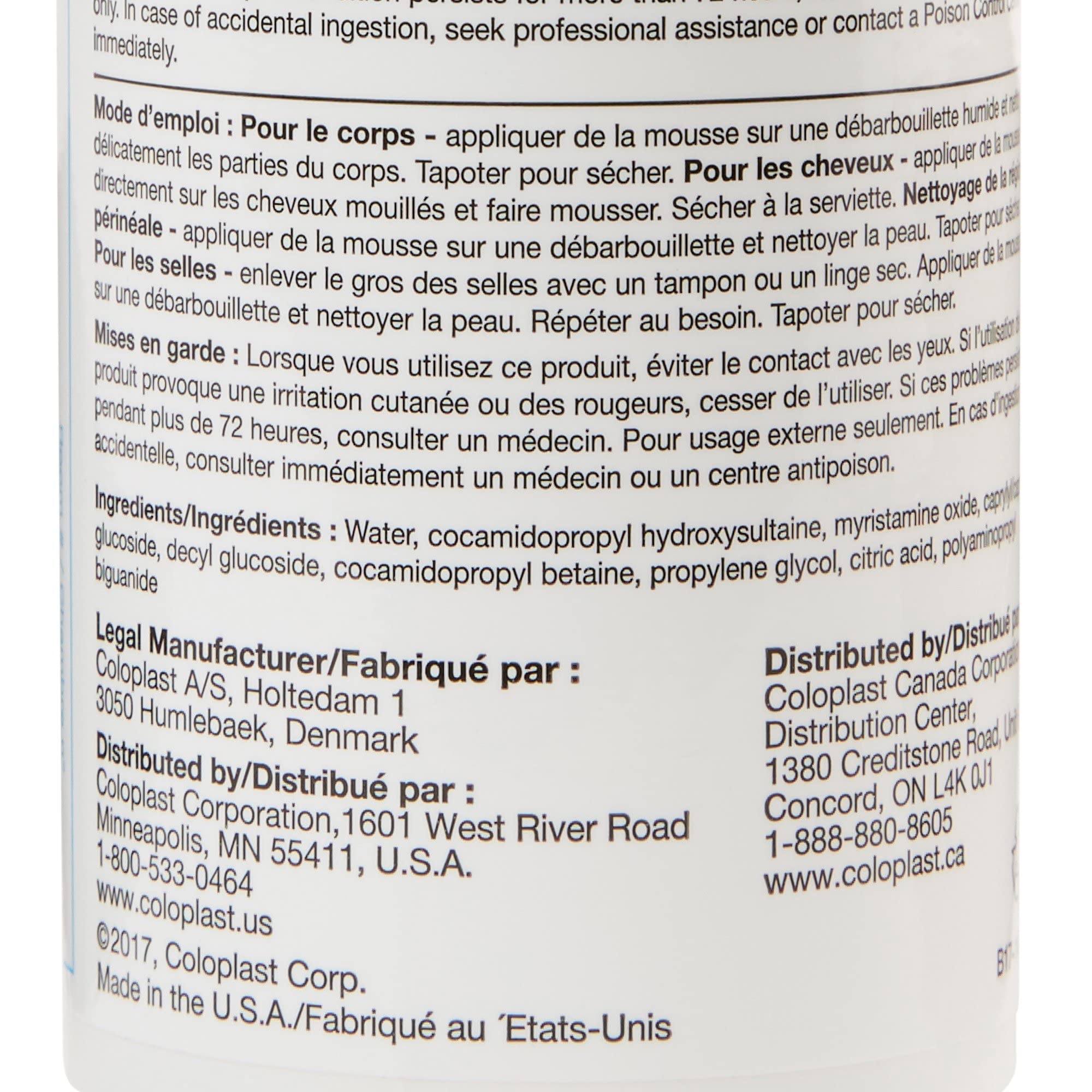 Coloplast Bedside Care Foam bottle with pump-dispense enables fast, at-bed cleansing.