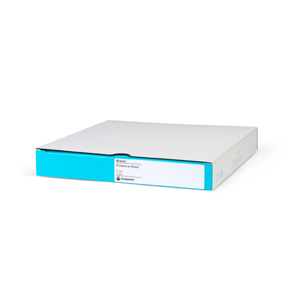 Coloplast Brava 8x8 skin barrier sheets protect peristomal skin and support adhesion.