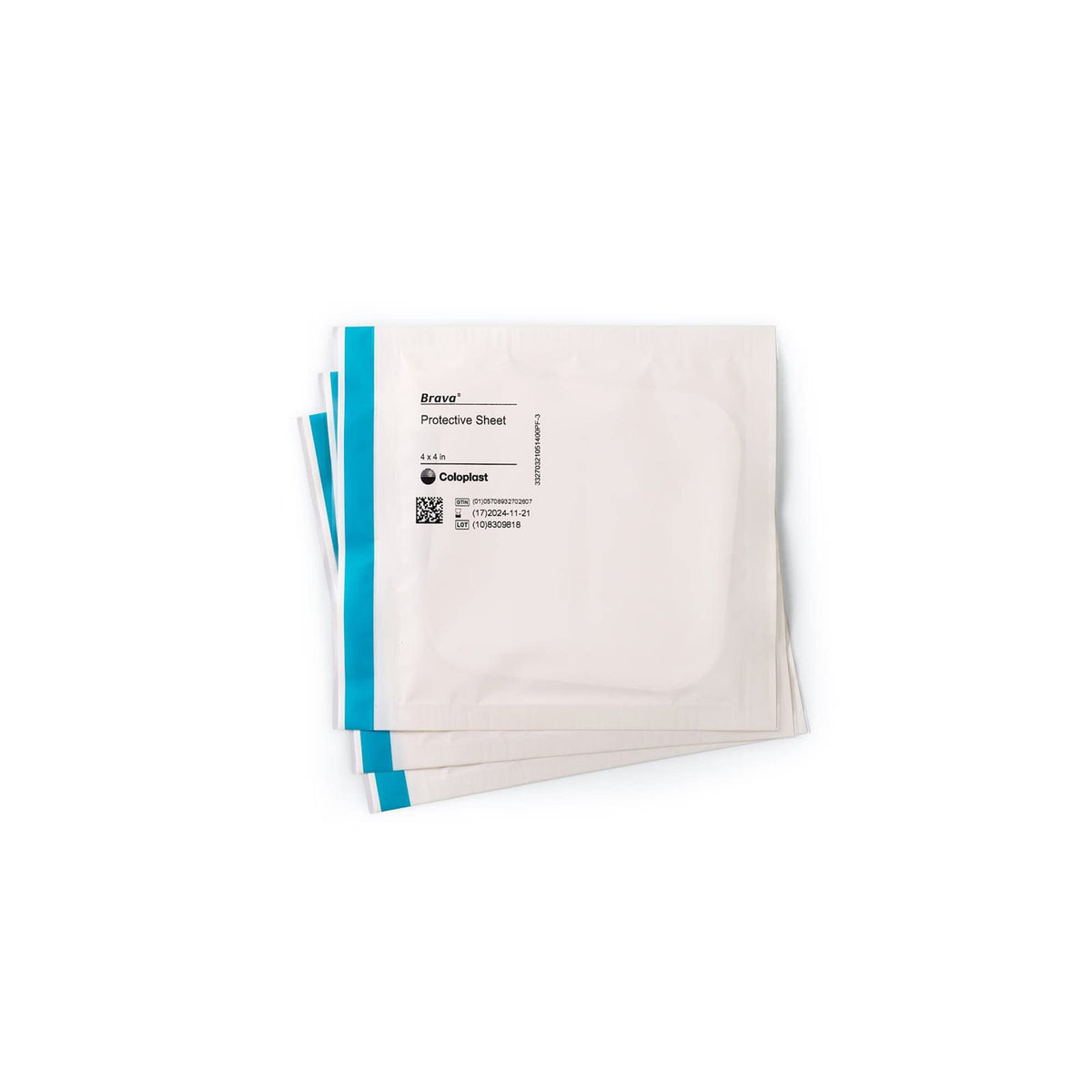 Coloplast Brava 4x4 stoma sheet packaging for box of 10.