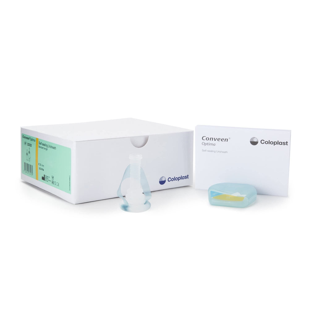 Coloplast Conveen Optima PSX box of 30, discreet all-day external catheter option.
