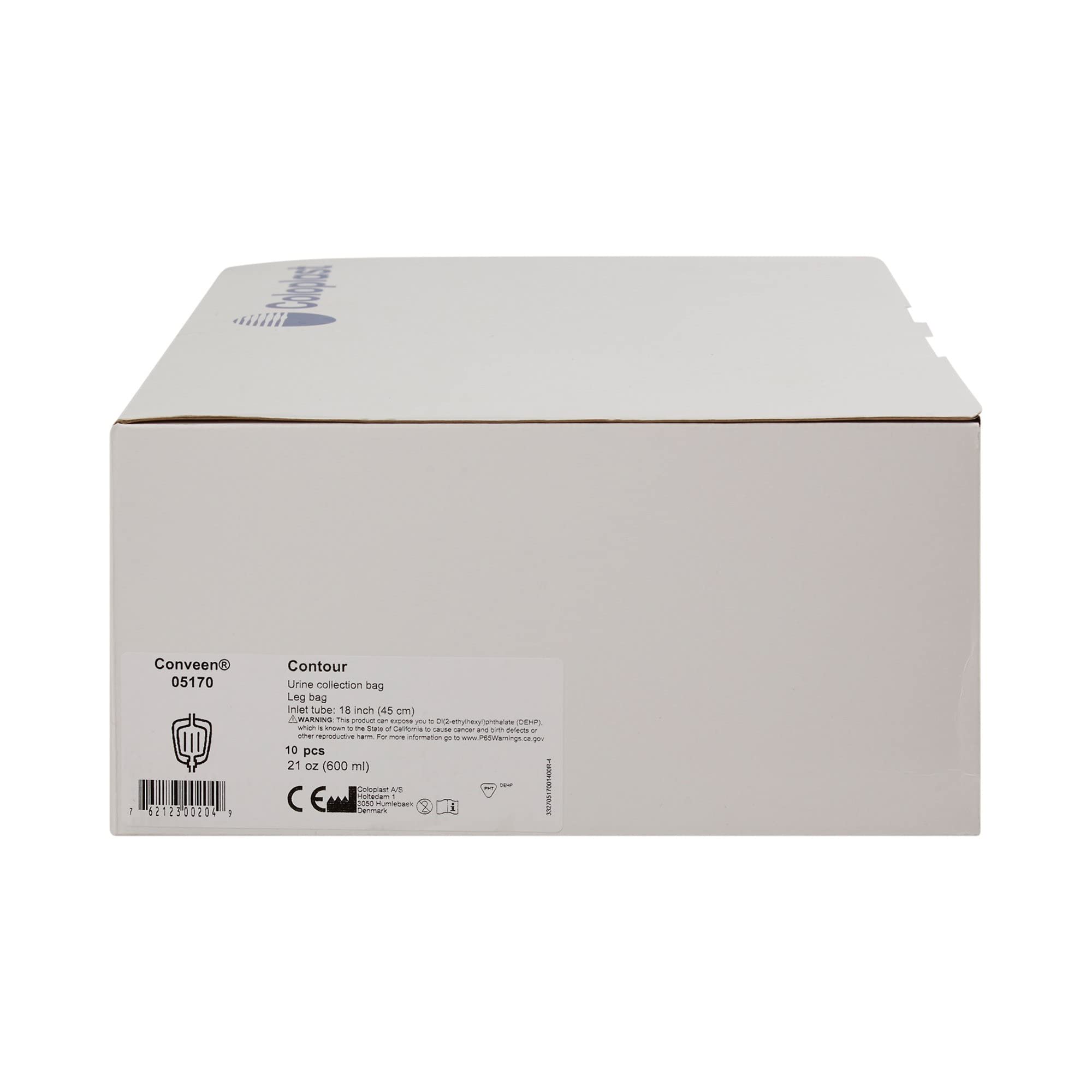 Coloplast Conveen Security+ 600 mL leg bag anti-reflux valve and chambered panels